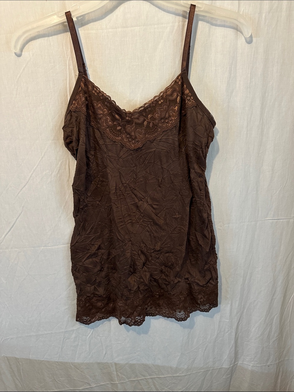 dressbarn Brown Lace-Trim Camisole Top